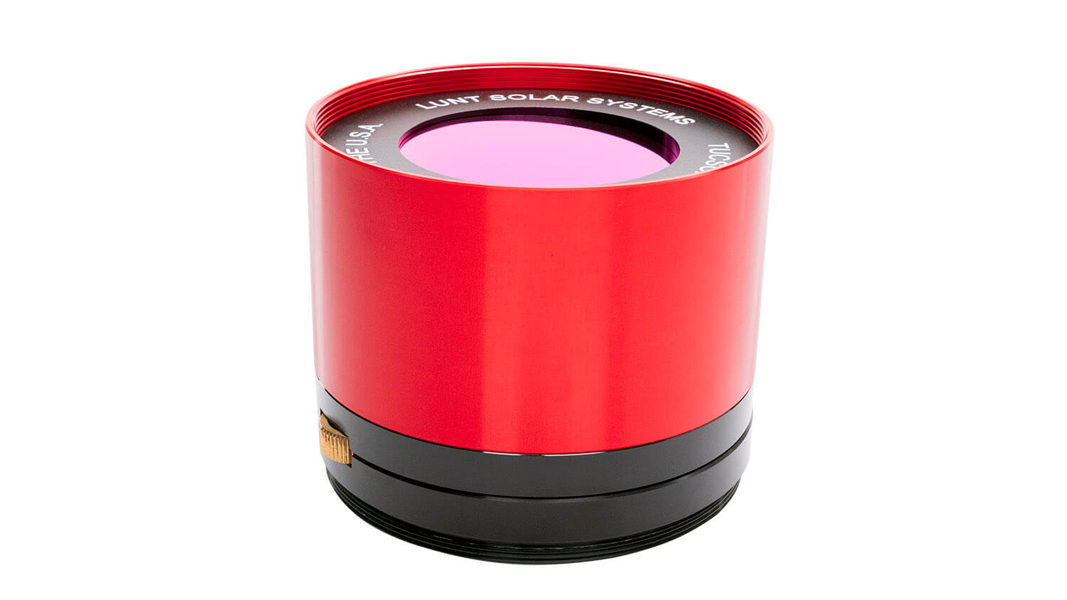 Lunt LS50C compact double stack filter threaded onto the front of an LS50THa solar telescope