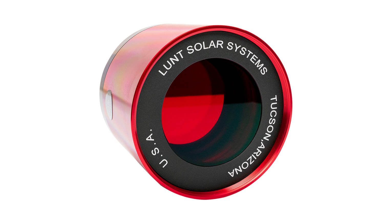 Alternate view of the Lunt LS60FHa 60mm front mount etalon filter housing and tilt tuning ring