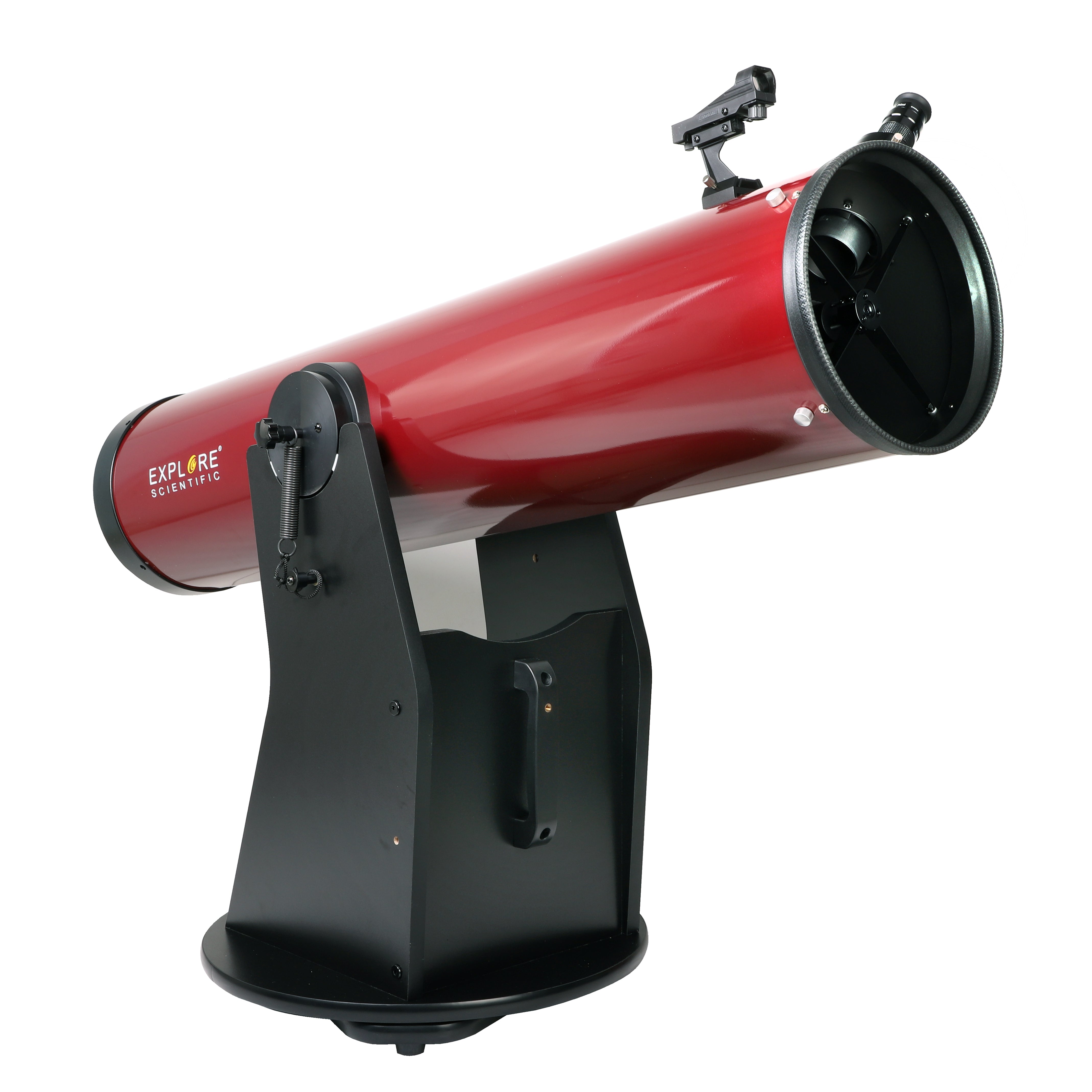Explore Scientific 8-inch Dobsonian reflector telescope in red