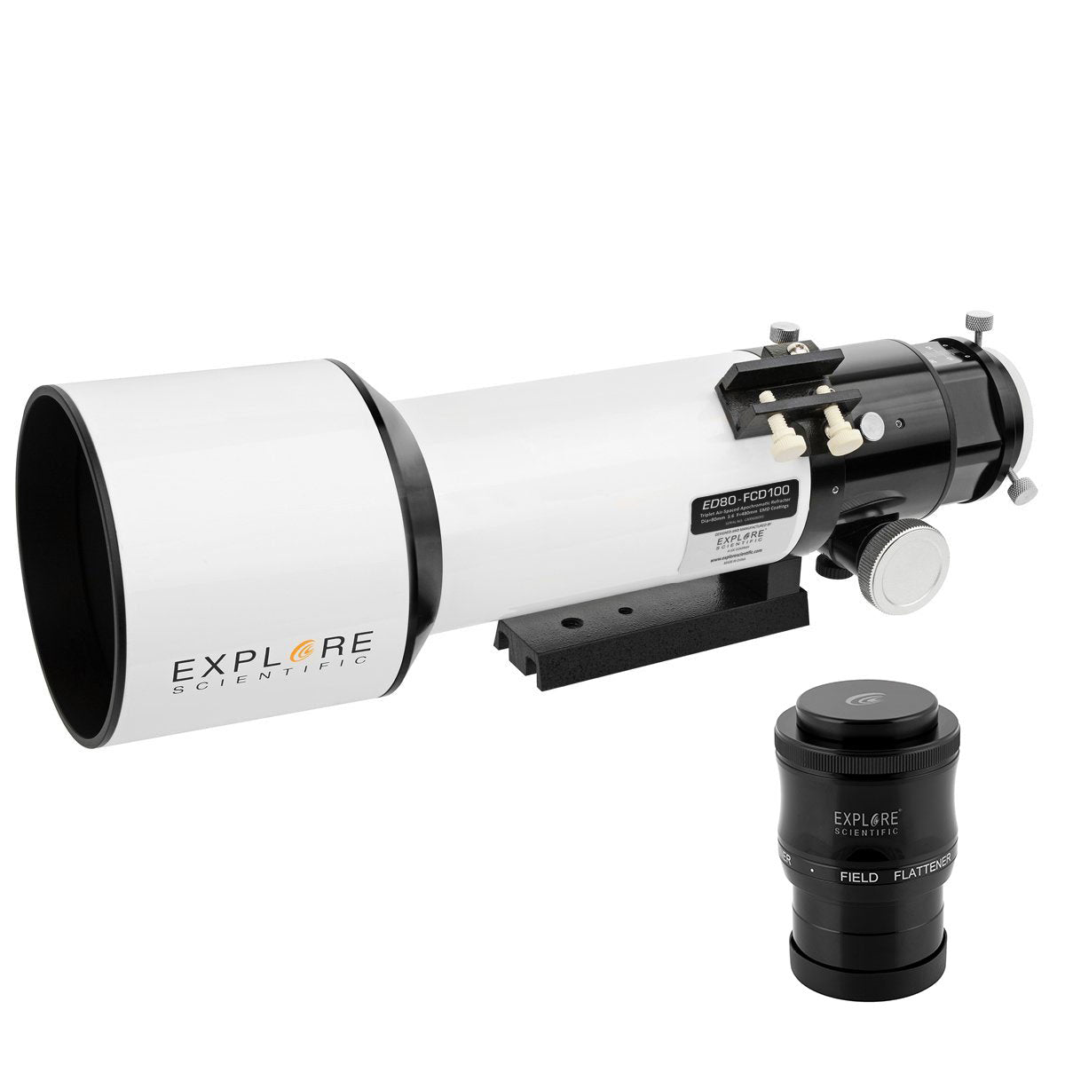 Explore Scientific ED80 FCD100 Series 80mm apochromatic triplet refractor telescope with field flattener