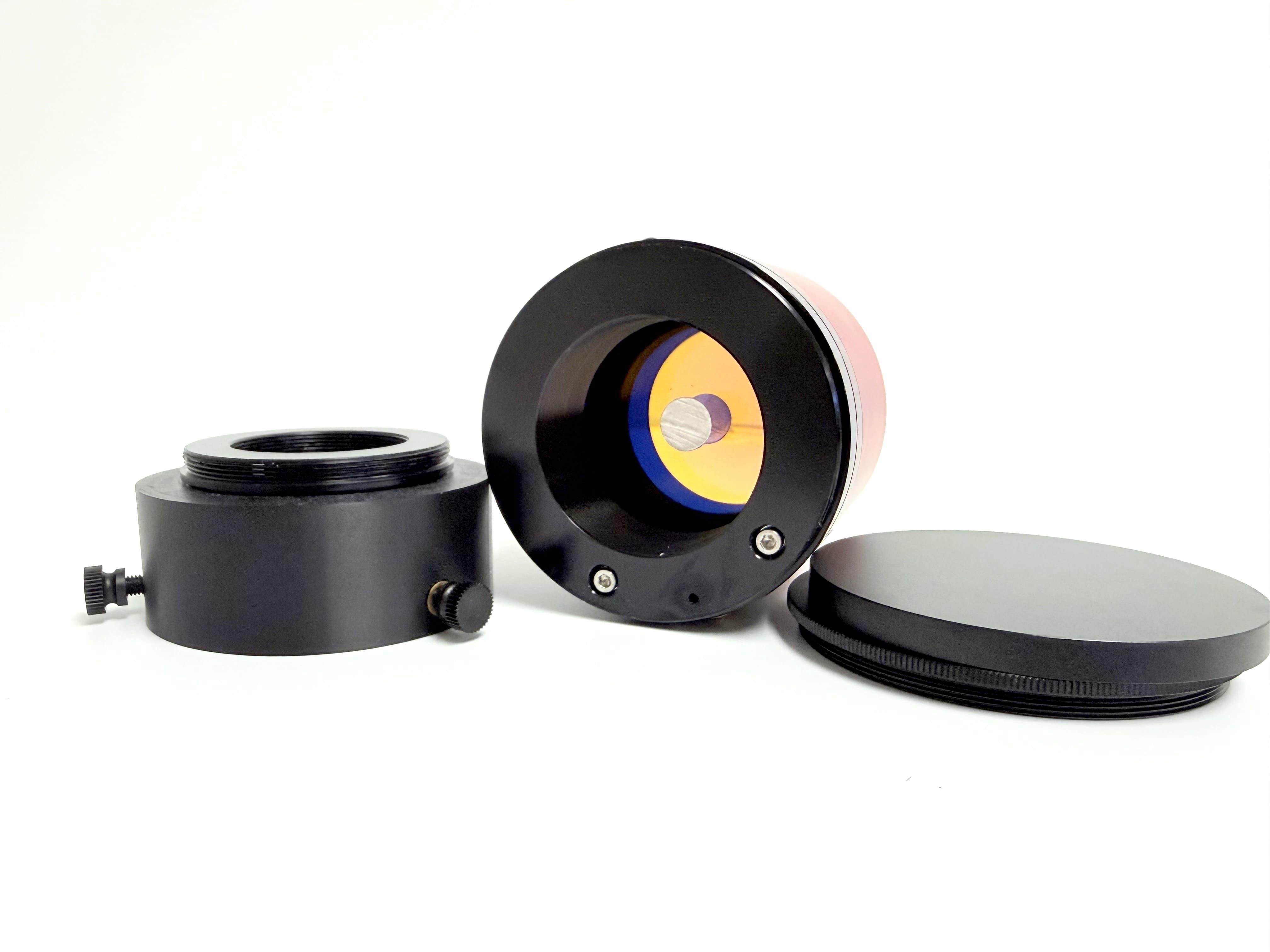 Second view of the Lunt 50mm center obstructed etalon housing and its adapter plate