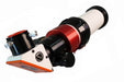 Close view of the Lunt LS50THa pressure tuner, blocking filter diagonal and helical focuser