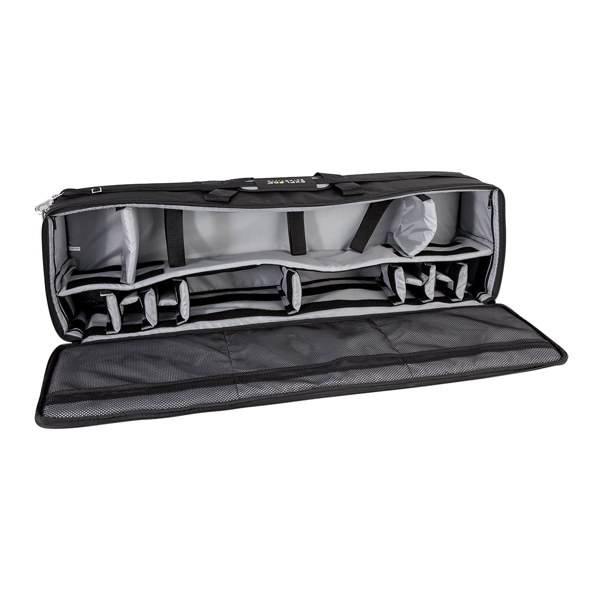 Explore Scientific soft telescope case open, showing velcro dividers