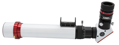 Rear view of the Lunt LS40THa showing the blocking filter diagonal and helical focuser